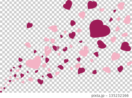 赤いハートが散りばめられたイラスト背景 135232166