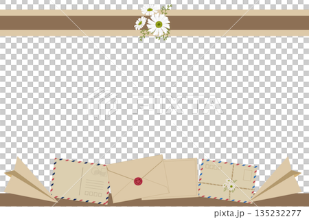 Vintage Snail Mail Love, Antique Envelope and Daisy Aesthetic, Valentine background 135232277