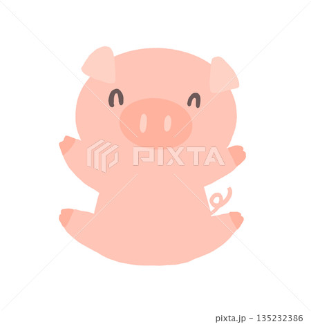 かわいいブタのキャラクターイラスト 135232386