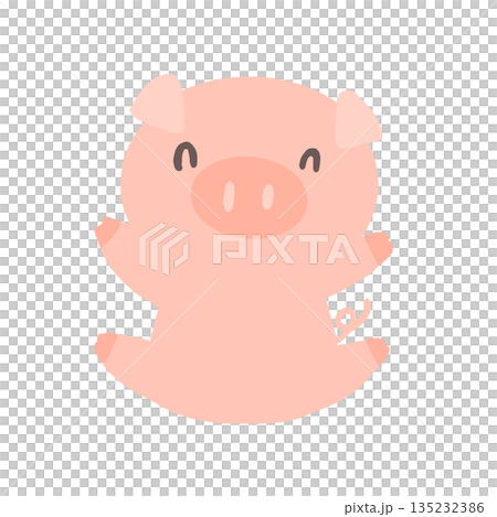 かわいいブタのキャラクターイラスト 135232386