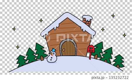 雪林中的聖誕小屋插圖 雪林中的聖誕小屋插圖 135232722