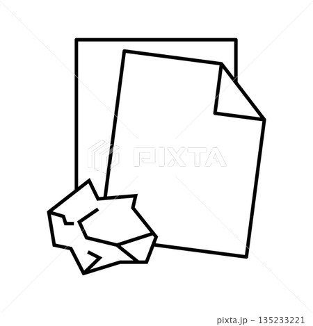 紙ゴミのアイコン・紙くずと用紙のアイコン 135233221