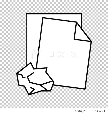 紙ゴミのアイコン・紙くずと用紙のアイコン 135233221