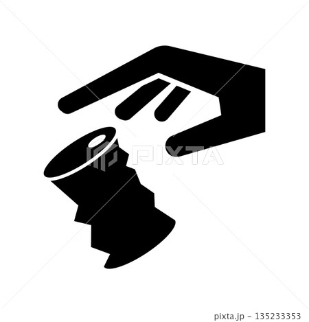 缶ゴミのポイ捨て シルエット 135233353