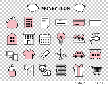 家庭財務圖示集，粉紅色 135234517