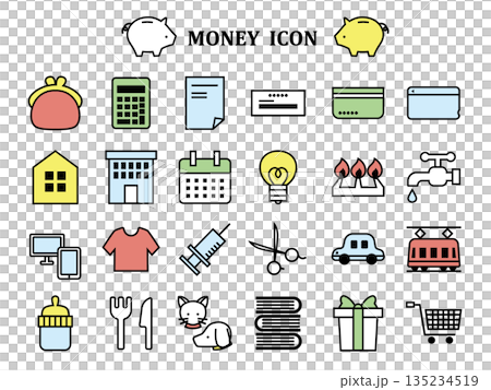 家庭財務圖示集，彩色 135234519