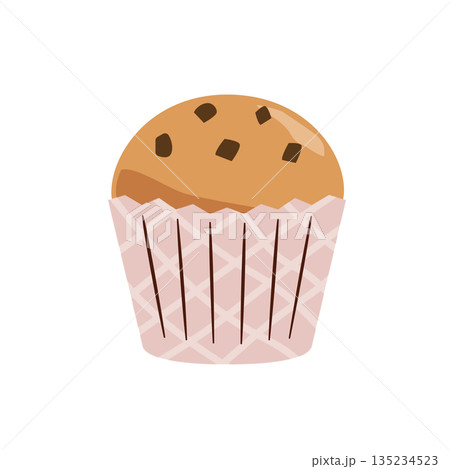 チョコチップが入ったカップケーキのイラスト 135234523