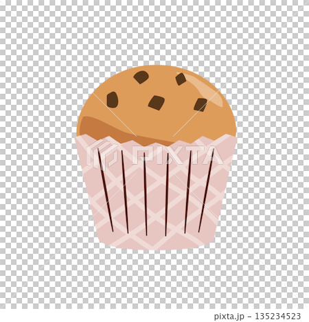 Illustration of a cupcake with chocolate chips 135234523