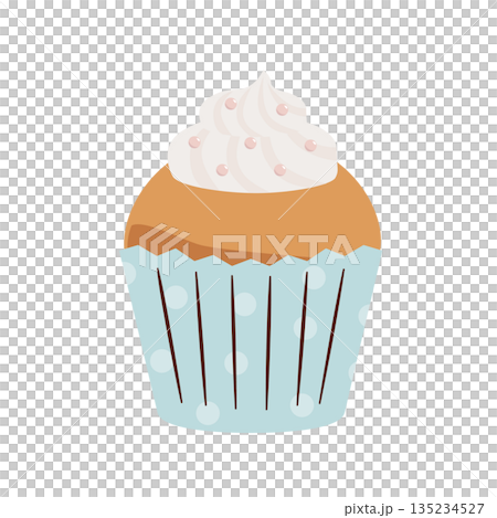 デコレーションしたカップケーキのイラスト 135234527