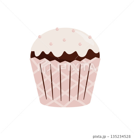 デコレーションしたカップケーキのイラスト 135234528