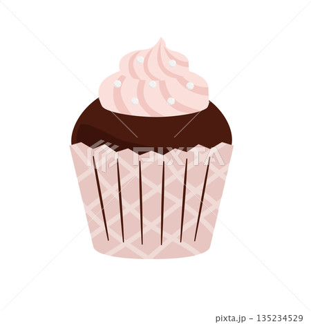 デコレーションしたカップケーキのイラスト デコレーションしたカップケーキのイラスト 135234529
