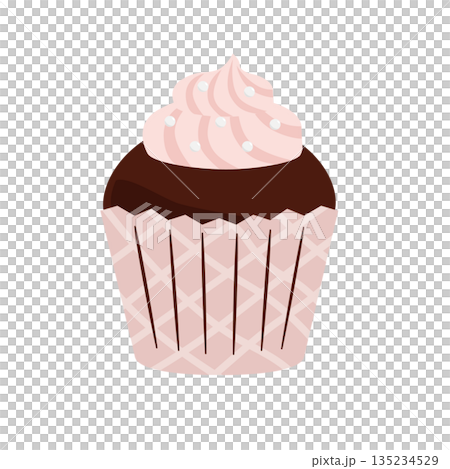デコレーションしたカップケーキのイラスト デコレーションしたカップケーキのイラスト 135234529