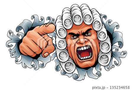Angry Judge Pointing Cartoon Character Angry Judge Pointing Cartoon Character 135234658