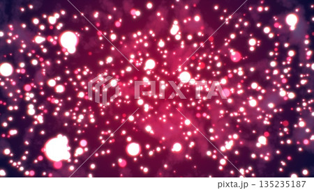 Abstract bright glowing festive red circles with blur effect and energy magical bokeh on red background. Abstract background 135235187