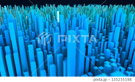 Abstract blue landscape of futuristic rectangles moving waves background Abstract blue landscape of futuristic rectangles moving waves background 135235198