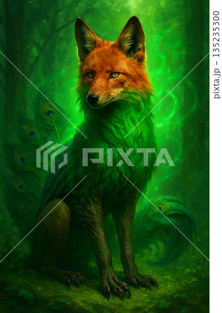 孔雀の尾をもつキツネ 135235300