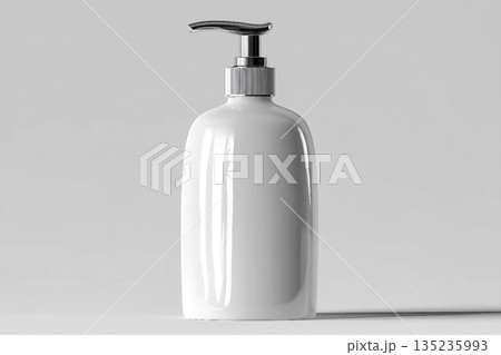 Mockup Jar with dispenser for soap, lotion, beauty care products on white background 135235993