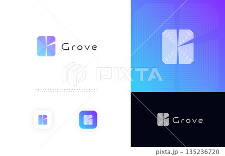 Line Geometric Logo Letter G Monogram Concept Design for Digital Science Architect Technology Startup Business Identity Branding Emblem Label with Modern Sans Serif Font Alphabet. Vector Illustration 135236720