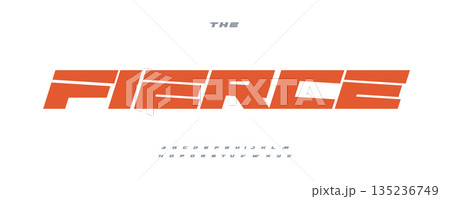 Fierce Font Logo Alphabet Vector Wide Geometric Letters Modern Typography, Bold Space Typographic Design Title Text, Race Poster Headline, Type Symbol Logotype, Heavy Sans Fonts. Vector Typeface 135236749