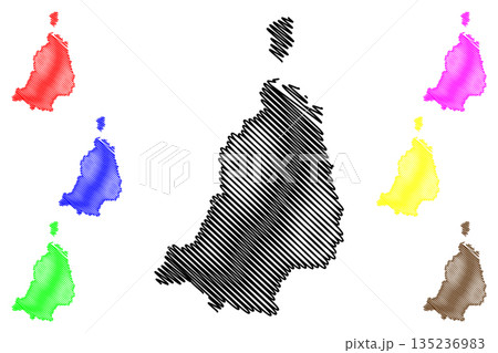 Visp District (Switzerland, Swiss Confederation, Canton of Valais or Wallis) map vector illustration, scribble sketch Bezirk Visp map 135236983