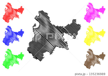 Andelfingen District (Switzerland, Swiss Confederation, Canton of Zurich) map vector illustration, scribble sketch Bezirk Andelfingen, Zurcher Weinland map 135236989