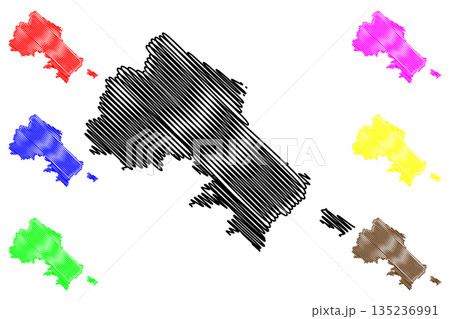 Arbon District (Switzerland, Swiss Confederation, Canton of Thurgau or Thurgovia) map vector illustration, scribble sketch Bezirk Arbon map 135236991