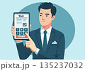 Businessman Using Tablet for Online Tax Payment and Financial Calculation 135237032