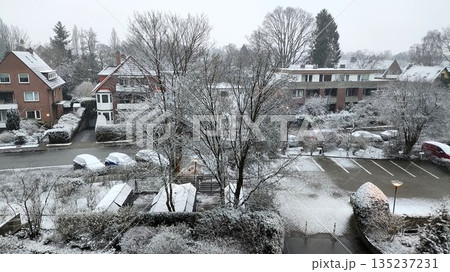 Hamburg, Germany - March 11 2023: Snowy Hamburg Hamburg, Germany - March 11 2023: Snowy Hamburg 135237231
