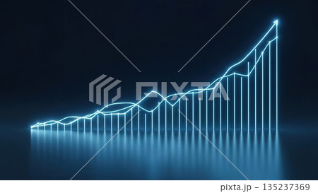 Structured ascending bars with neon line steady growth 135237369