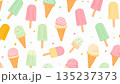 Seamless pattern of pastel ice cream cones and col 135237373
