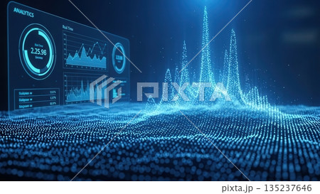 Bright data peaks, Radiant landscape of data peaks illustrating predictive insights and anomalies clearly 135237646