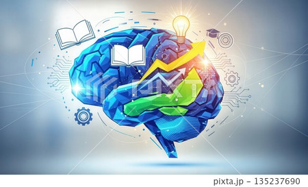 Knowledge growth illustrated visually, Educational insights represented through dynamic visuals Knowledge growth illustrated visually, Educational insights represented through dynamic visuals 135237690