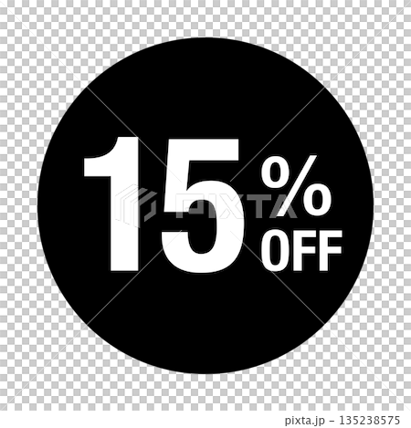 "15% OFF" text mark, circular, transparent background, monochrome "15% OFF" text mark, circular, transparent background, monochrome 135238575