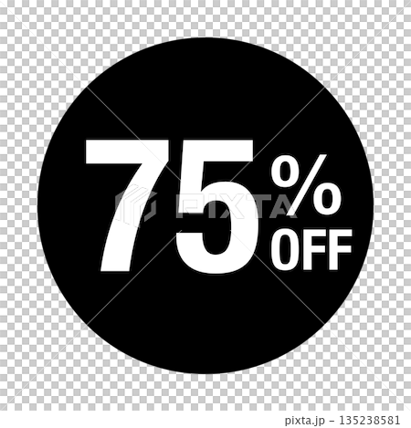 “75% OFF”文字標記，圓形，透明背景，單色 135238581