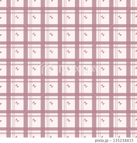 シンプルでかわいい手描き風チェックパターン 135238815