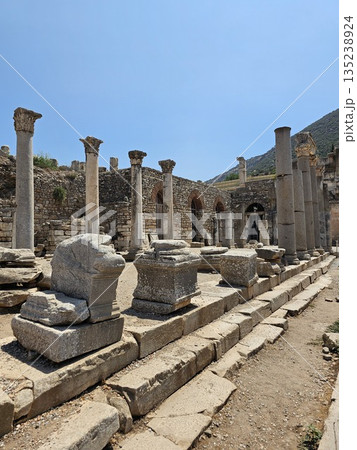 Ancient Ephesus, ruins in Turkey, ruins of the Ancient Roman and Ancient Greek empires, Selcuk, Izmir province Ancient Ephesus, ruins in Turkey, ruins of the Ancient Roman and Ancient Greek empires, Selcuk, Izmir province 135238924