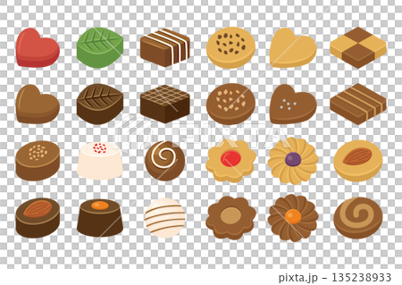 巧克力和餅乾插畫素材套裝 135238933