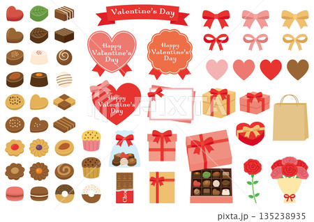 かわいいバレンタインのイラスト素材セット 135238935