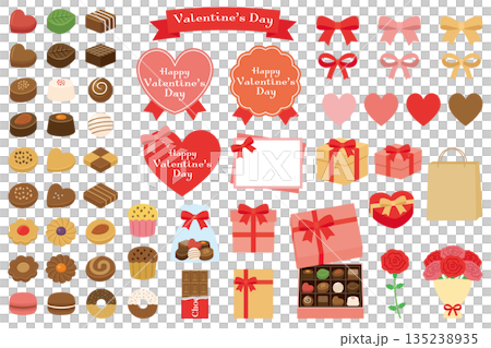 かわいいバレンタインのイラスト素材セット 135238935