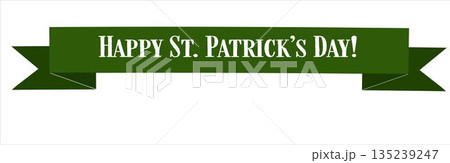 Happy St Patrick Day banner, flat vector style, simple and clean design, bright green tones, no gradients 135239247