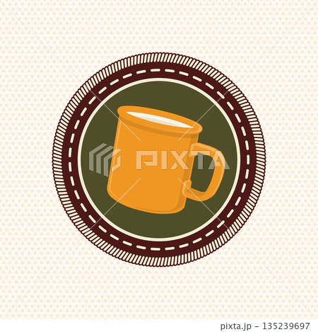 Scout badge with camping tent. Vector. Merit patch, sticker for camping outdoor and academic activities 135239697