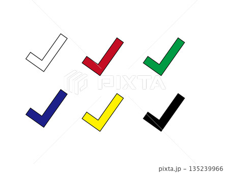 カラフルなチェックマークのイラスト セット 135239966