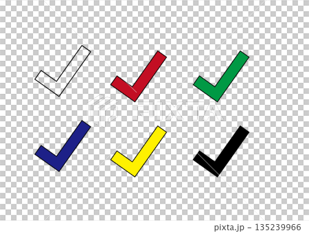 カラフルなチェックマークのイラスト セット 135239966