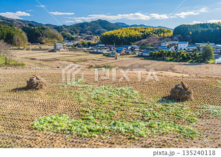 冬の明日香村田園風景　奈良県明日香村 135240118