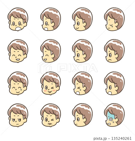 顔のみ表情セット2　男性 135240261
