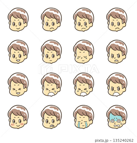 顔のみ表情セット1 　男性 135240262