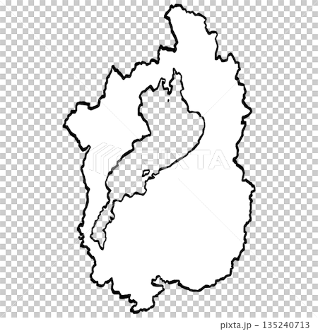 滋賀県地図のイラスト （筆タッチ） シンプル 135240713