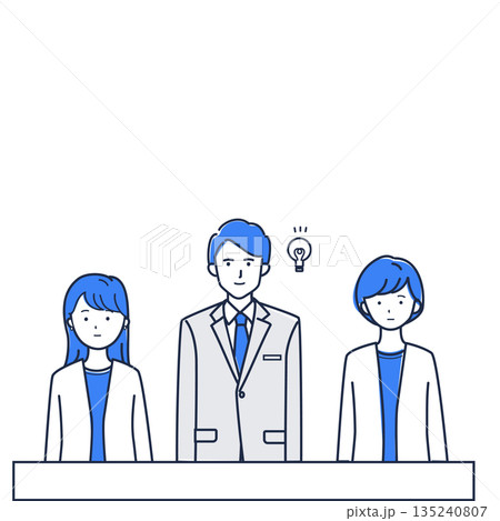 会議中にアイデアがひらめくビジネスシーンのイラスト1 135240807