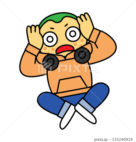 焦った表情で頭を抱える若い男性のイラスト 焦った表情で頭を抱える若い男性のイラスト 135240919