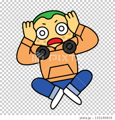 焦った表情で頭を抱える若い男性のイラスト 焦った表情で頭を抱える若い男性のイラスト 135240919